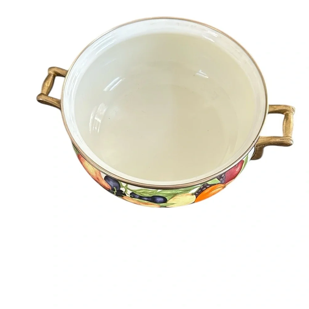 Vintage Regency Club 2.5 Quart Dutch Oven Enamel Pot/lid With Brass Handles